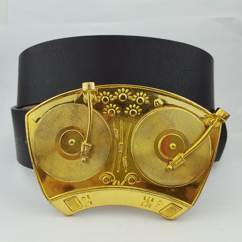 Rock Rebel Yellow Gold Spinning Double Turntable Belt